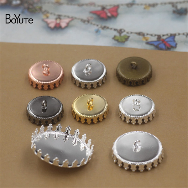 BoYuTe 30 Pcs Round 12MM 15MM 20MM 25MM Cabochon Base Setting Blank Button Tray Metal Copper Diy Jewerly Accessories Parts