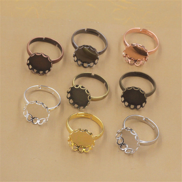 BoYuTe 20Pcs 10MM 12MM 14 MM 15 MM 16MM 18MM 20MM Cabochon Base Adjustable Ring Blanks Setting 7 Colors Diy Jewelry Accessories