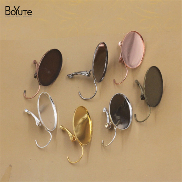 BoYuTe 20Pcs 7 Colors Oval 10*14MM 13*18MM 18*25MM Cabochon Base Setting Blank Tray Diy Jewelry Accessories Earrings Material