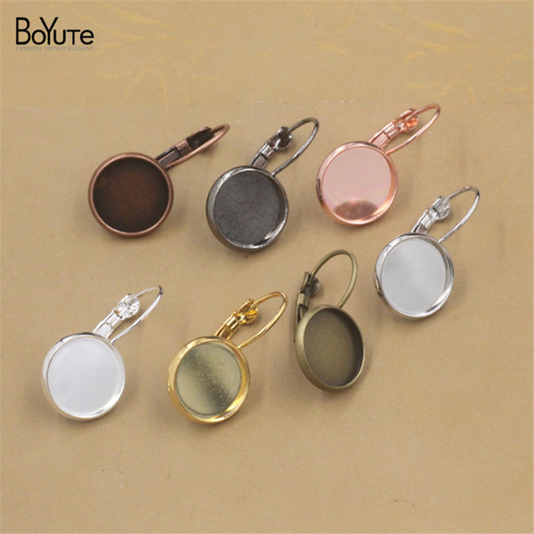 BoYuTe 50Pcs 7 Colors Plated Round 12 18 20 MM Cabochon Base Earring Blanks Diy Jewelry Findings Components