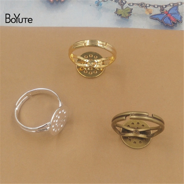 BoYuTe 20Pcs 3 Colors Hollow Out Flat 12MM Cabochon Base Adjustable Ring Base Settings Diy Jewelry Accessories Parts