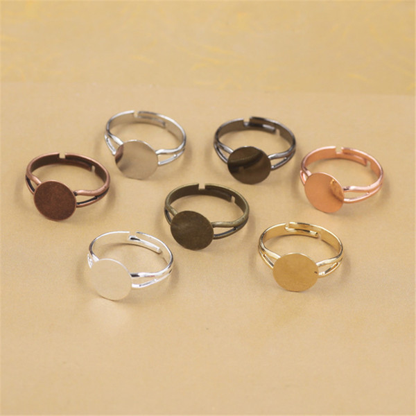 BoYuTe 50Pcs 7 Colors 6MM 8MM 10MM 12MM Cabochon Base Ring Setting Diy Accessories Parts Adjustable Ring Base