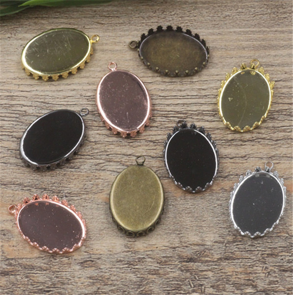 BoYuTe 20Pcs Fit 13*18 MM Oval Cabochon Base Settings 6 Colors Plated Pendant Blank Tray Diy