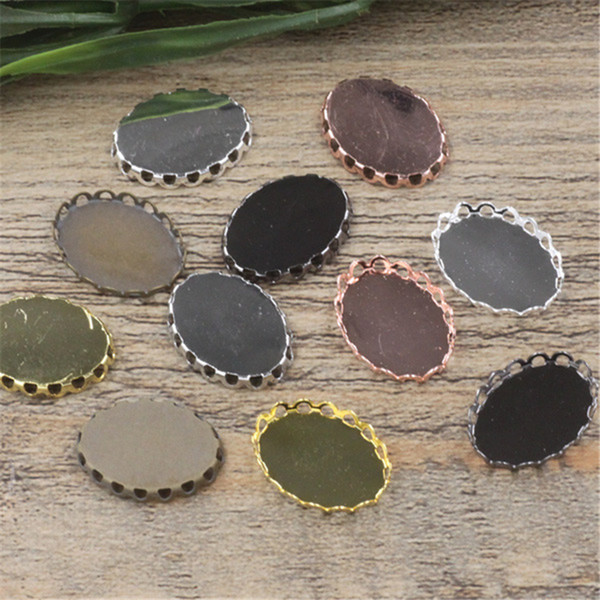 BoYuTe 50Pcs Fit 13*18MM Oval Cameo Cabochon Base Blank Tray Settings 6 Colors Plated Diy Jewelry Findings & Components