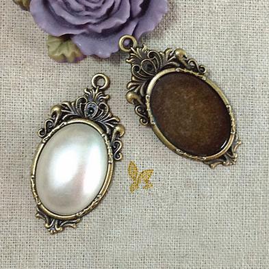 To fit 18*25mm oval cabochon antique bronze plated vintage style alloy pendant blank settings Diy Jewelry Accessories