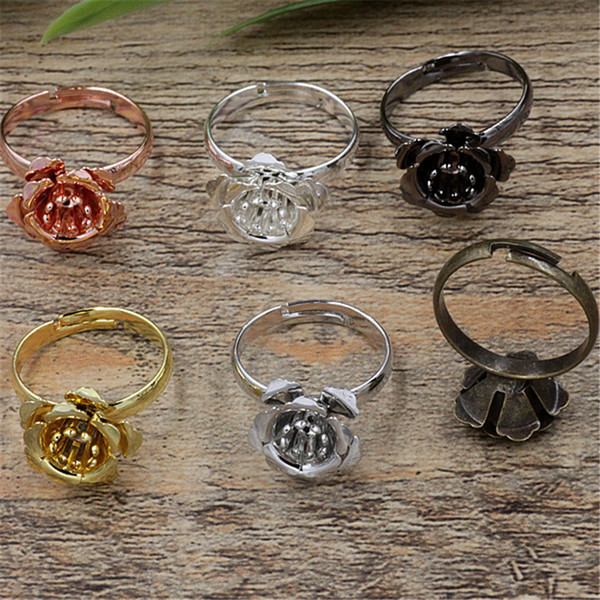 BOYUTE 20Pcs 6 Colors 18*6mm HOT Sale Flower Ring Base Setting Adjustable Fashion Vintage Jewelry Findings