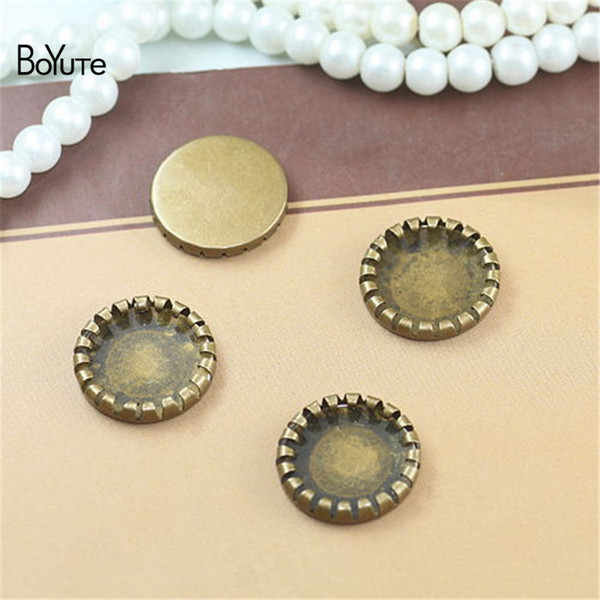 BoYuTe 100Pcs Round 14MM Hot sale Cameo Cabochon Setting Bronze Diy Blank Tray Base Jewelry Accessories Parts