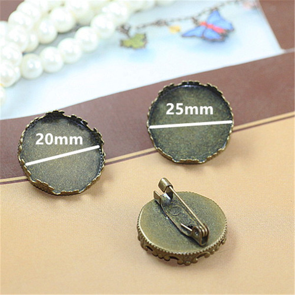 BOYUTE 10Pcs 20mm 25mm Round HOT Sale Cabochon Base Brooch Blanks Wholesale Fashion Diy Jewelry Findings