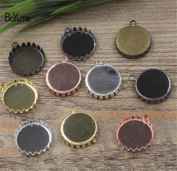 BoYuTe 20Pcs Round 15MM 20MM 25MM Hot sale Cameo Cabochon Setting Diy Pendant Blank Base Tray