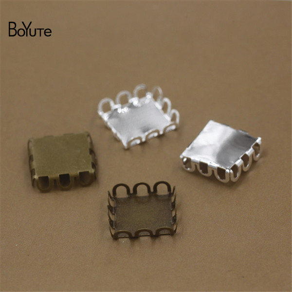 BoYuTe 100Pcs 12MM Hot sale Square Cabochon Base Blank Tray Silver Antique Bronze Diy Jewelry Accessories