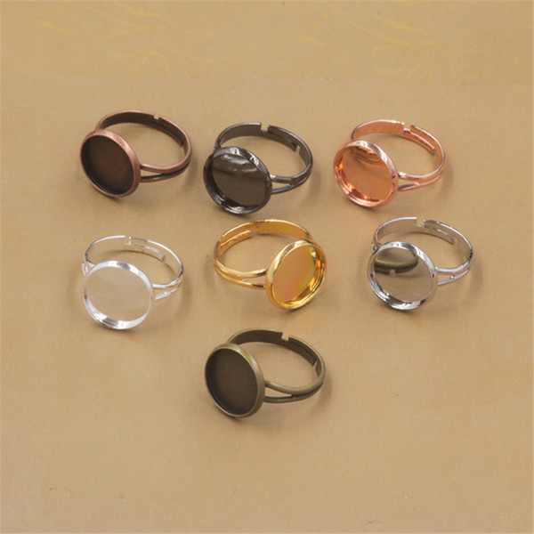 BoYuTe 50 Pcs 7 Colors Round 16MM Blank Cabochon Ring Base Blank Tray Settings Diy Jewelry Accessories