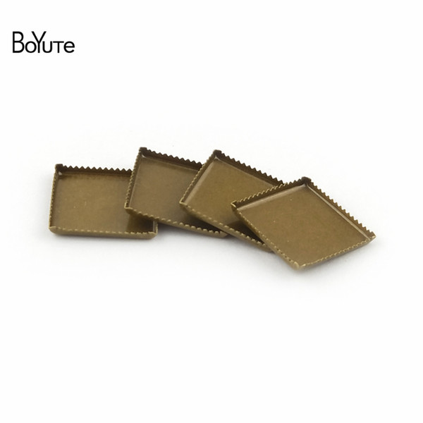 BoYuTe 100Pcs Square 8MM 10MM 12MM 15MM Cabochon Base Blank Tray Bezel Vintage Antique Bronze Diy Jewelry Accessories