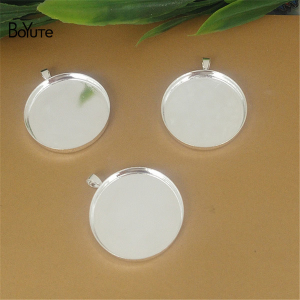 BoYuTe 20Pcs Round 20MM 25MM Hot sale Cameo Cabochon Base Setting Diy Silver Bronze Pendant Blank Tray