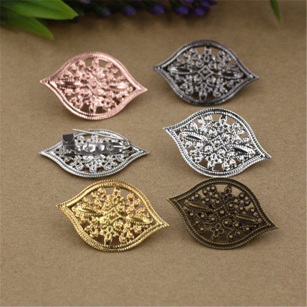 BOYUTE 20Pcs 6 Colors Plated 40*25MM Flower Brooch Vintage European Brooches for Women Fashion Jewelry Accessories