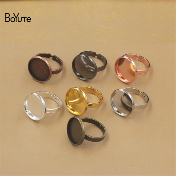 BoYuTe 20Pcs 7 Colors Round 10MM 12MM 14MM 16MM 18MM 20MM Cabochon Base Ring Adjustable Diy Jewelry Findings Components