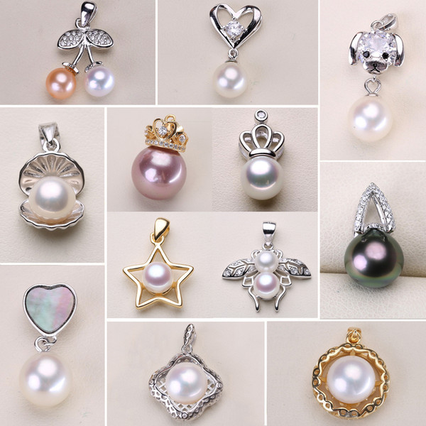 Fashion 925 Sterling Silver Pendant Settings Zircon Solid Pearl Pendant Settings 14 Styles Necklace for Women Blank DIY Jewelry Gift