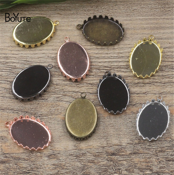 BoYuTe 20Pcs Fit 18*25 MM Oval Cabochon Base Settings 6 Colors Plated Pendant Blank Tray Diy