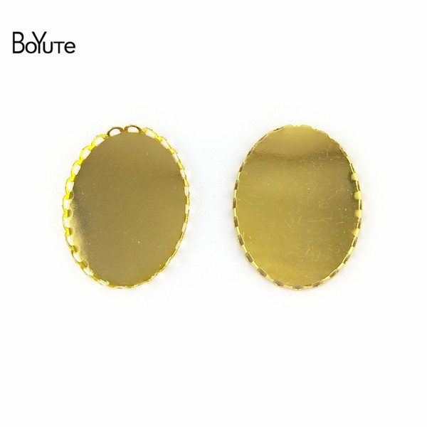 BoYuTe 10Pcs Oval 30*40MM Cabochon Base Blank Tray 6 Colors Plated Diy Cameo Base for Jewelry Making