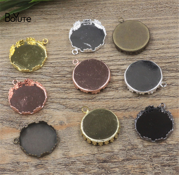 BoYuTe 20Pcs Round 15MM 20MM 25MM Cameo Cabochon Base Setting Diy Pendant Blank Tray Jewelry Accessories