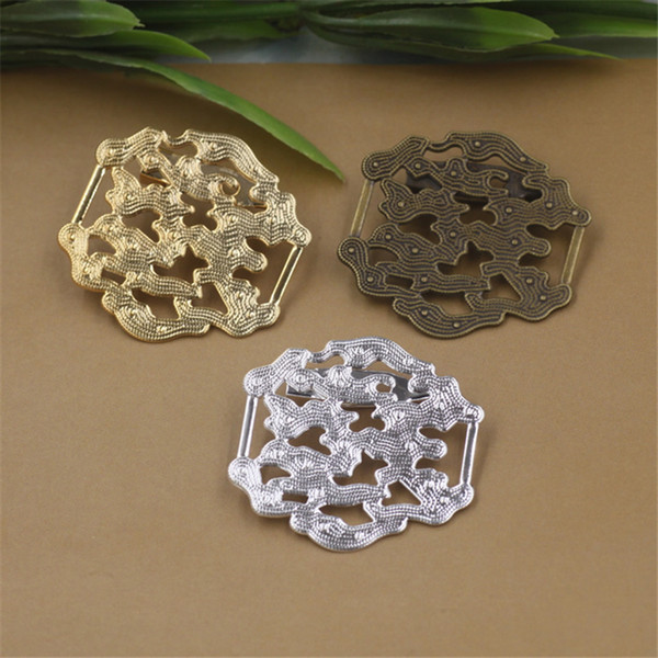 BOYUTE 10Pcs 3 Colors Plated 33*31MM HOT Sale Hollow Out Flower Brooch Base Diy Jewelry Accessary