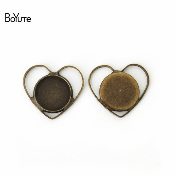 BoYuTe 20Pcs 12 MM Cabochon Setting Heart Shaped Antique Bronze Silver Plated Cameo Cabochon Base DIY Jewelry Findings