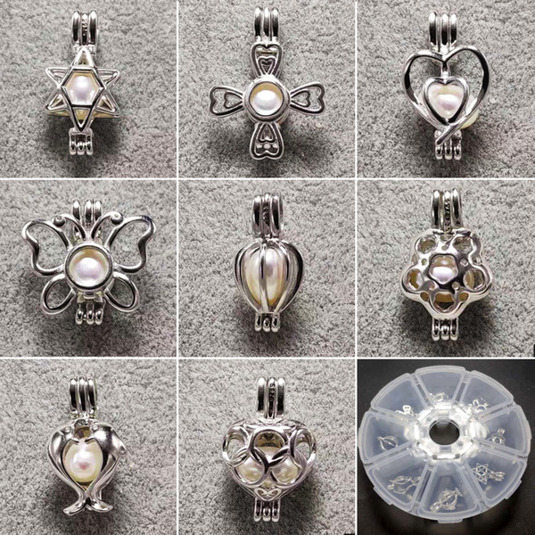 100% 925 Sterling Silver Pearl Locket Cages Pearl Pendant DIY Bracelets Necklace 15*25mm 24 Styles Fashion Jewelry Wedding Gift