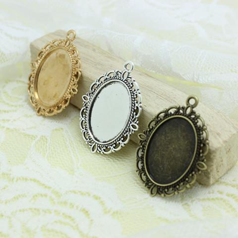 Sweet Bell Free Shipping Min order 20pcs Three Colors Tone Oval filigree Frame Cameo Settings 30*40mm (Fit 18*25mm) D0438