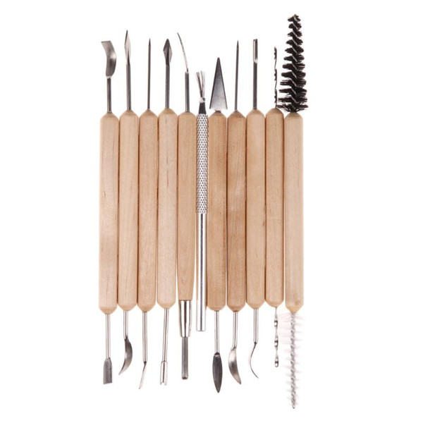 11PCs Clay Sculpting Set Wax Pottery Carving Tool Pottery Ceramics Tools Polymer Shapers Wooden Handle Modeling Clay Tools