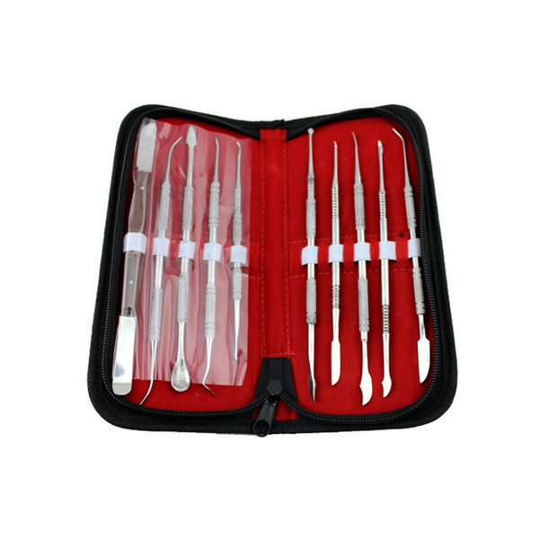 Free Shipping Wax Knife Kit include 10 Pieces Blade,Dental Instruments Equipment Carve Kit Sculpture Knife Bag