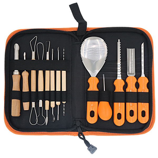 Pumpkin Carving Tools,13 Pcs Stainless Steel Carving Kit Includes Wooden Sculpture Knife For Halloween Pumpkin Sculpting