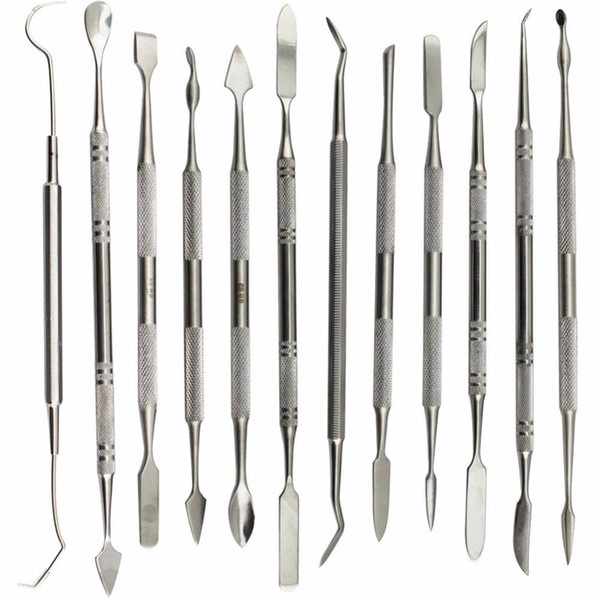 12 Pcs Metal Spatula for Wax Knife Kit Sculpture Tools Blade Dental Knife Carve Pottery Clay Carving Modeling Jewelry Equipment