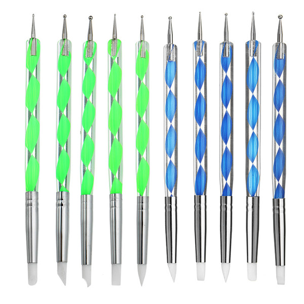 DIY 5X 2 Way Pottery Clay Ball Styluses Tools Polymer Clay Sculpture Tool Nail Art Tools Silicone Color Shapers Dotting Tool
