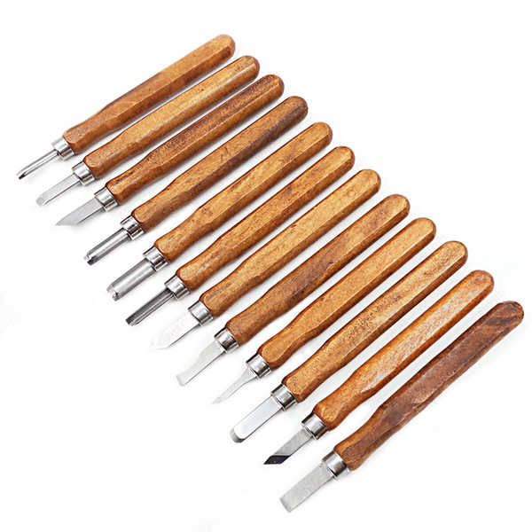 Wood Carving Tools Professional Sculpture Woodworking Crafting Wood Chisel Knives for DIY 12 Pcs