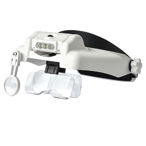 Magnifying Glasses Headband Magnifier Loupe 3LED 1.0X/1.5X/2.0X/2.5X/3.5X Magnifications Third Hand Lupa 5Lens Interchangeable Reading