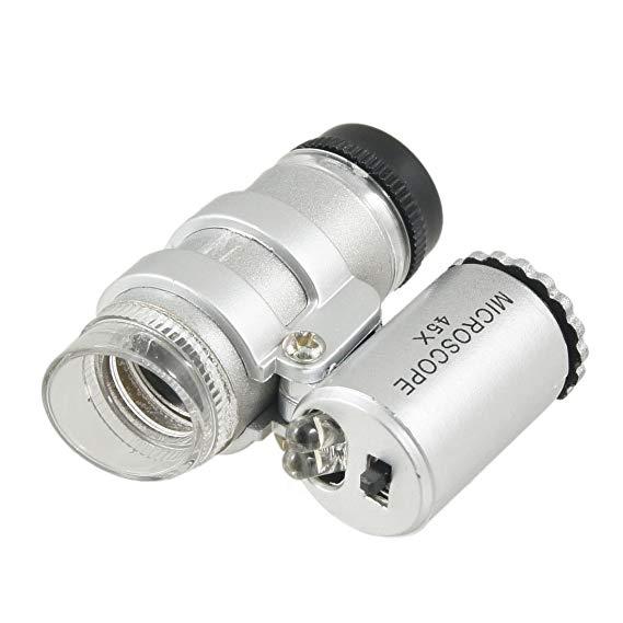 Mini 45X Pocket Microscope Jeweler Magnifier Magnifying Loupe with LED Light