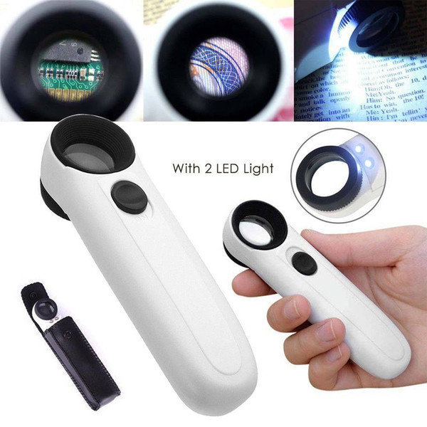 2018 hot audience jewelry tools 40X Magnifying Magnifier Glass Jeweler Eye Jewelry Loupe Loop with 2 LED Light