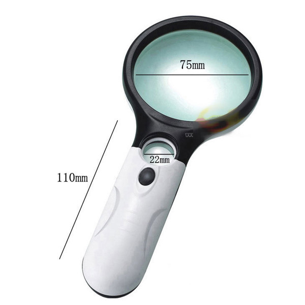 Lighting magnifying glass holding 10 times 20 times, LED optics reading jewelry plastic portable magnifying glass