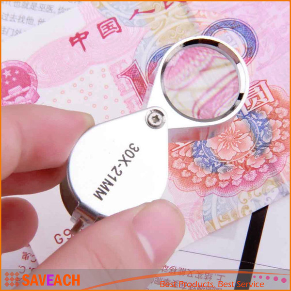 Hot sales 30x21mm Triplet Jewelers Eye Loupe Magnifier Magnifying Glass Jewelry Diamond With Retail Packaging Box