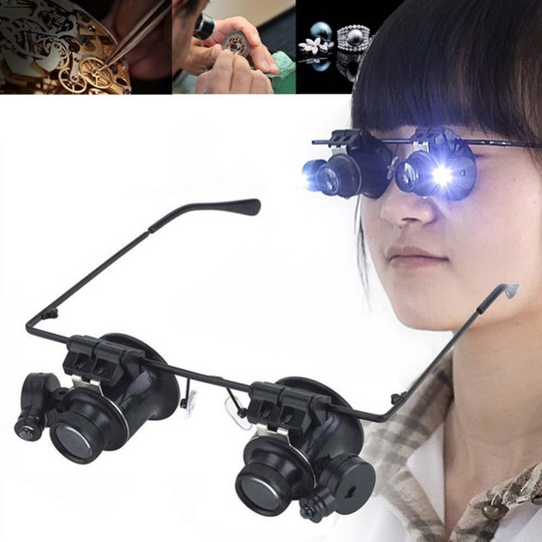 LED 20X Magnifier Magnifying Dual Eye Glasses Loupe Lens Jeweler Watch Repair loupe magnification jewellers loupe