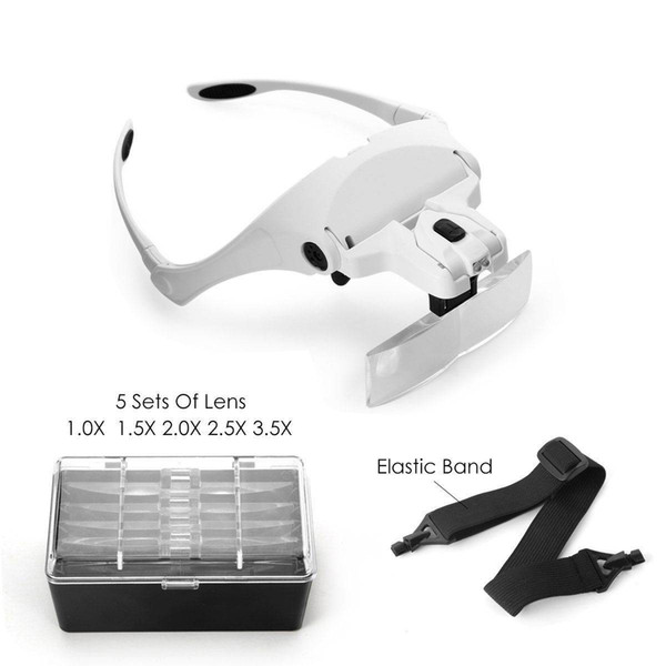 MagnifyingThe latest magnifying glass in 2018 Glass Lens LED Light Lamp Visor Head Loupe Jeweler Headband Magnifier