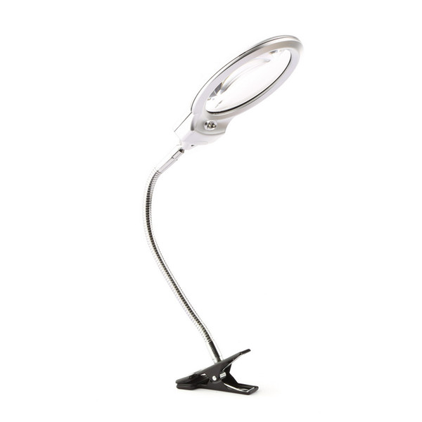 LED-illuminated Clip-on Desk Metal Hose Magnifier Magnifying Glass Loupe