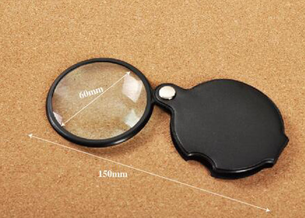 5X Mini Glass Lens Pocket Magnifier with Leather Pouch Folding Magnifying Glasses Tool Lupas De Aumento Microscope Ferramentas