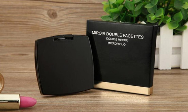 HOT sale with logo Folding double side mirror with gift box black makeup mirror Portable classic style