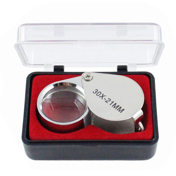 Mini 30x21mm Jewelers Eye Loupes Jewelry Diamond Magnifiers Magnifying Glass Ingenious portable Loupe Magnifier Silver color