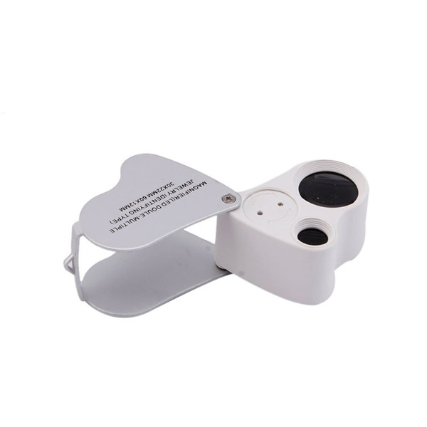 30X 60x Double Loupe Loop Glass Jewelry Magnifier Magnifying with LED Light