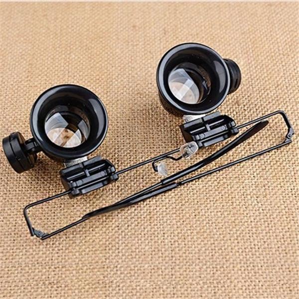 20X Watch Repair Dental Loupes Binocular Glasses Magnifying Glass With LED Lights Eyewear Magnifiers with Box packing F586