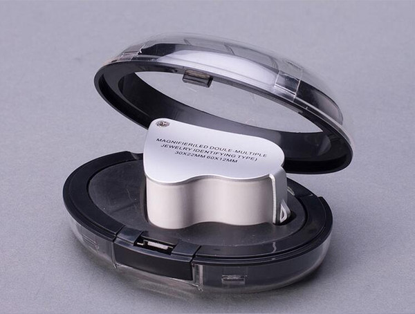 DHL/Fedex shipping Dual Magnifier Jewelry Loupes 30x 22mm 60x 12mm Jeweler Magnifier With LED Light Folding Microscope Magnifiers Loupes