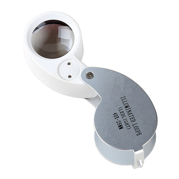 New product promotion portable live full metal handle 25 mm folding pocket mirror with key chain portable magnifying glass