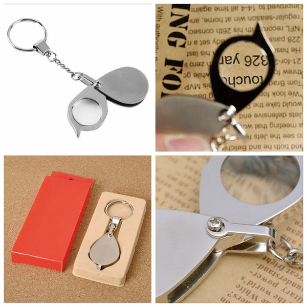 8X Folding Key Ring Magnifier with Key Chain Daily Magnifying Glass Tool Portable Pocket Daily Magnifying lupa Tool YYA751