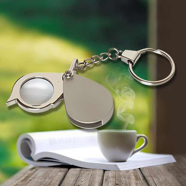 New Mini Magnifying Glass Portable 8X Folding Hand Loupes Clock Magnifier Key Ring Chain Daily Reading Tool